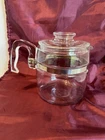 Vintage Pyrex Flameware 6 Cup Percolator Coffee Pot 7756 B & 7756 C Lid MCM