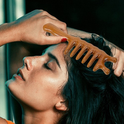 Holz Massagekamm Bequem Breitzahnkamm Handheld Breitzahnkamm Kopfhaut - Bild 7 von 12