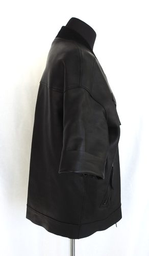 Hotel Particulier Leder Doppelseitige Kurzarm Jacke Bomber Schwarz Größe S - Bild 16 von 24