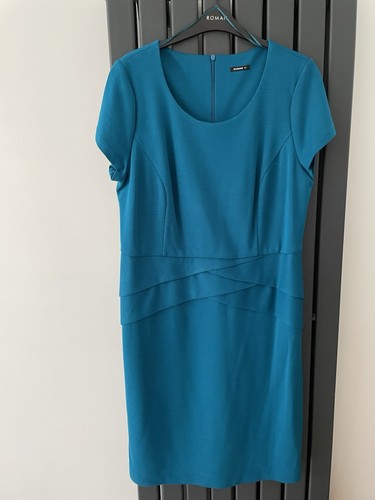 Roman Originals Size 20 Teal Blue Crepe Jersey Shift Dress Worn Once Immaculate - Picture 3 of 4