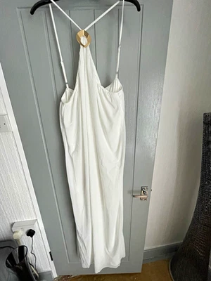 SHEIN White Slip Dress L Regular Polyester/Elastane Sleeveless long dress - Image 1 of 2