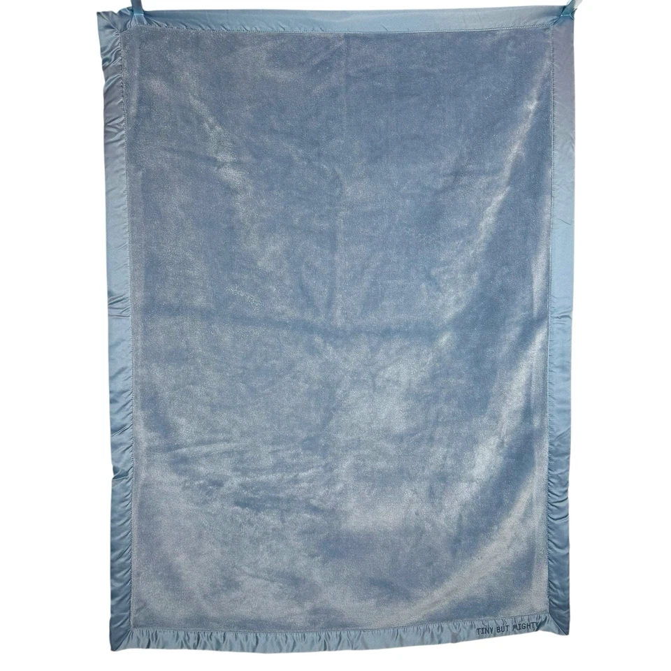 Manta de seguridad Carters Tiny But Mighty azul satinado ribete bebé Lovey 30x40" Foto 2 de 4