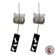 NEW koundeneko Glass Wind Chimes Set of 2 Cute Cat Wind Chimes Relaxing Sounds
