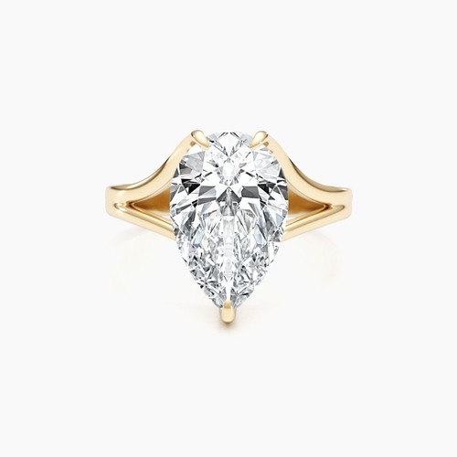 Pear Diamond Women Ring E VS1 3ct Solitaire Grown Lab created 14k Yellow Gold - Picture 14 of 15