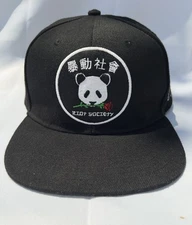 Riot Society Hat Adult Black Snap Back Panda Rose Japan Skater Street Men OSFM