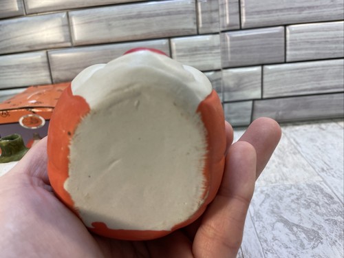 2 Unici Porta Votivi Testa di Zucca Antropomorfa Volti Sciocchi Ceramica - Foto 11 di 15