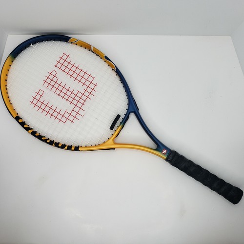 Wilson US Open 4 1/4 L2 Tennis Racket Racquet Cover Barely Used Yellow Blue - Picture 3 of 9