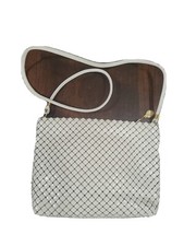 Vintage Whiting Davis Off White Beaded Metal Mesh Handbag Evening