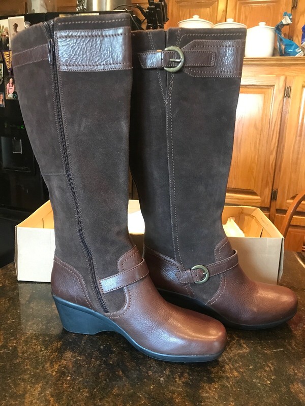 clarks tall leather boots