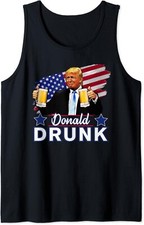 Trump 4th of July Funny Drinking Presidents - Donald Drunk Tank Small, Black