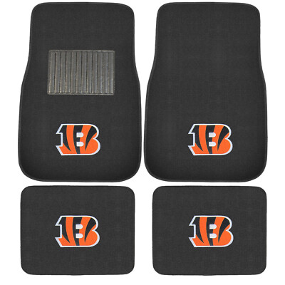 New 4pcs NFL Cincinnati Bengals Car Truck Front Rear Carpet Floor Mats Set
