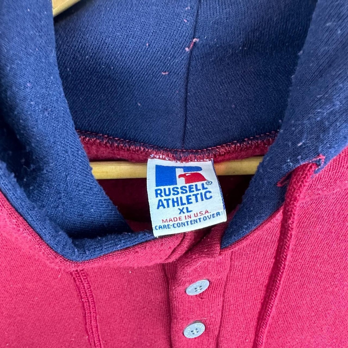 Vintage 90s Russell Athletic Dark Red Quarter Button Hoodie