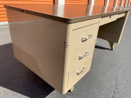Cole Steel Vintage Industrial, Metal Tanker Desk Mid-Century Modern Work Bench - Picture 11 of 11