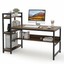 home office computer desk writing study workstation with bookshelf & tower shelf