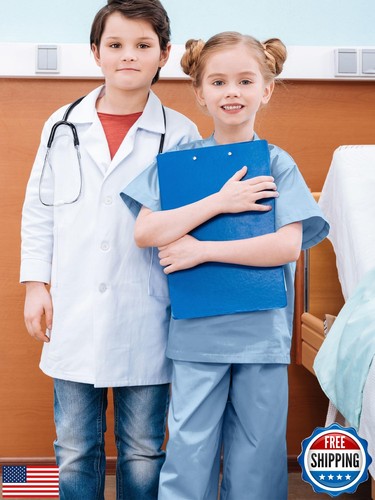 Kids Doctor Costume Set Surgical Doctor Suit Uniform with Stethoscope Toys fo - Picture 3 of 5