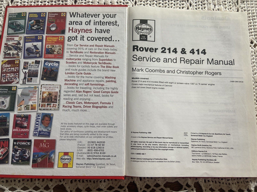 Manual de servicio y reparación Haynes. Rover 214 y 414. Tapa dura. 1999. ¡Envío gratis! - Imagen 4 de 8