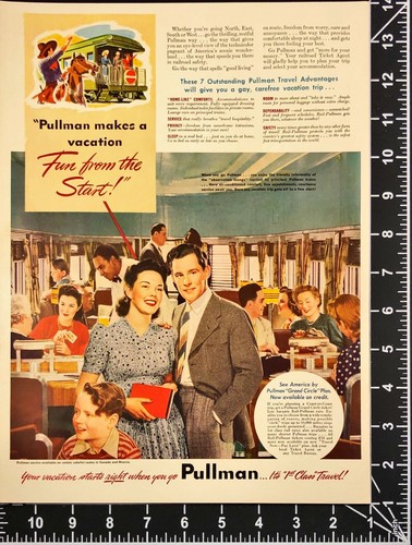 1941 Pullman Train Car "Observation Lounge" Vacation Vintage Print Ad - Picture 2 of 6