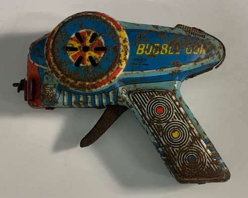 VTG Tin Toy Space Gun Bubble Gun Lithograph Friction Japan Daiya Works