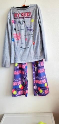 Justice My Birthday party hey besties!sleepwear girl Pajamas sets SZ 12 used - Picture 3 of 12