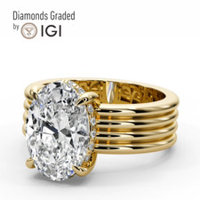 IGI Certified 3.30 Ct E VS2 Oval cut Lab Diamond Engagement Ring 18K Yellow Gold