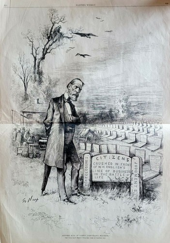W.H. Crisis hipotecaria inglesa Thomas Nast grabado político 1880 Harper's Weekly - Imagen 1 de 3