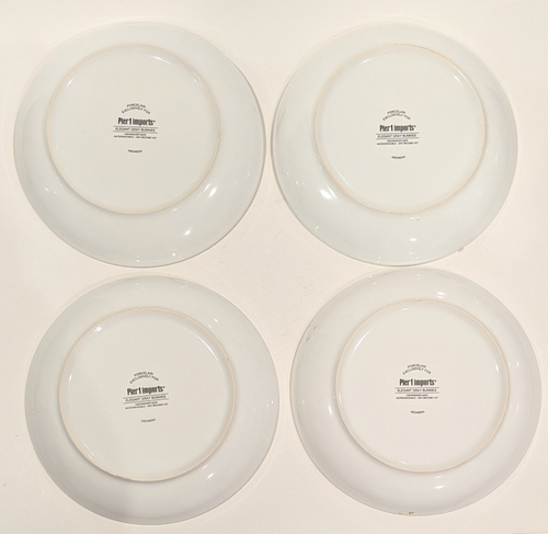 Set/4 Pier 1 Elegant Gray Bunnies, 8" Appetizer, Salad, Dessert Porcelain Plates - Picture 8 of 13