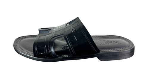 Bosco schwarze italienische Ledersandalen Herren Echtleder Slipper Schuhe - Bild 3 von 31