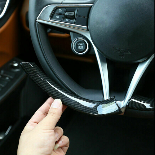 Carbon Fiber Style For Alfa Romeo Giulia Stelvio 2017-2020 Steering Wheel Frame - Foto 3 di 6