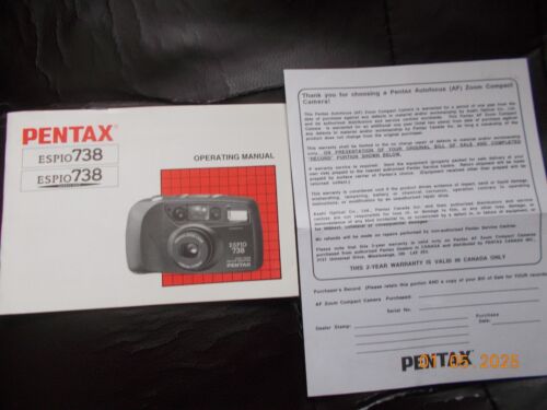 Operating Manual ONLY for Pentax Espio 738 Camera, with Warranty Card - Picture 3 of 3