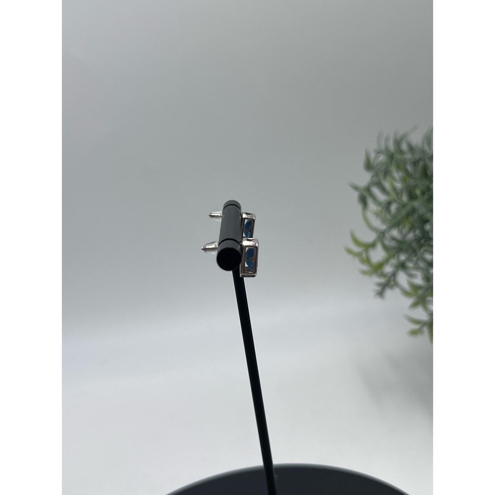 Sterling Silver Stamped 925 Rectangular Blue Ston… - image 6