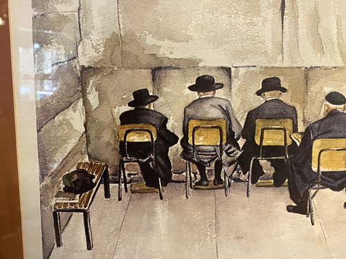 Harold Wind Hand Signed Watercolor Framed Western Wall Judaica - Picture 5 of 6