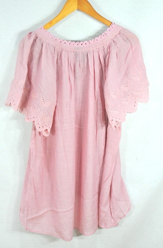 Liv Los Angeles Women's Blouse 2X Summer Pink Lace Peasant Shirt Top Tunic NWT - Imagen 6 de 10