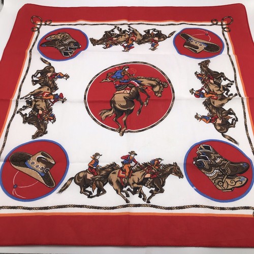De Colección Bandana Bufanda Máscara Vaquero Caballos Bronco Botas Sombreros Mezcla de Algodón Rojo Hecho en EE. UU. - Imagen 11 de 11