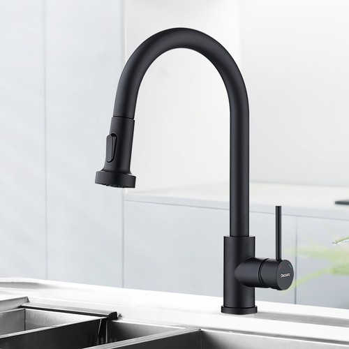 Decaura Wasserhahn Küche Küchenarmatur mit Brause ausziehbar 360drehbar Schwarz  - Bild 1 von 9