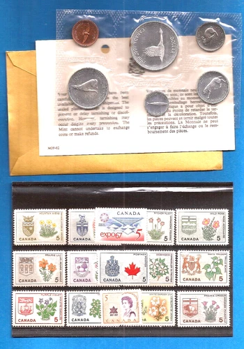1967 PL coin set CANADA Canadian Centennial Alex Coleville + 1967 stamps set
