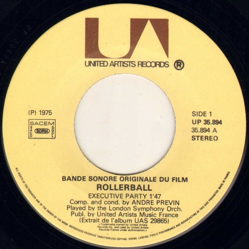 ANDRE PREVIN "ROLLERBALL" B.O. FILM FUNK SP 1975 UNITED ARTISTS 35894 - Picture 3 of 4