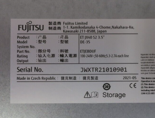 Fujitsu Eternus JX40 S2 12x 3.5" Bay Drive Enclosure ETJEBDUF + 12x 16TB =192TB - Picture 5 of 7