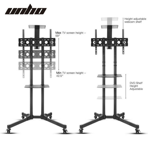 23"-100" Swivel Tilt Mobile TV Cart Rolling Height Adjust TV Trolley Floor Stand - Picture 75 of 128