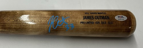 JAMES OUTMAN DODGERS SIGNED MARK LUMBER GAME MODEL J01 MAPLE BAT PSA RG51310 - Picture 5 of 6