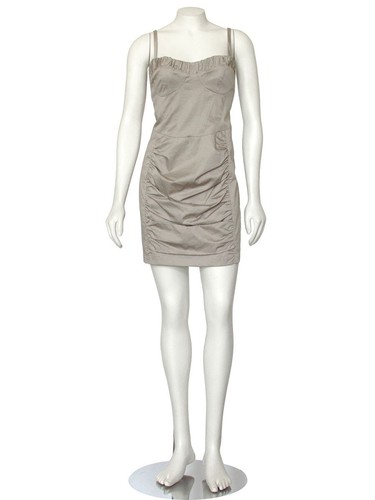 Nanette Lepore Dress sz 6 - Khaki Ruched Sheath Dress w Removable Straps - Picture 2 of 8