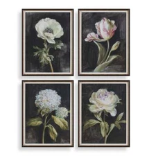 FOUR 26" FLORALS FLOWERS FRAMED PRINTS UNDER GLASS WALL ART UTTERMOST 32426