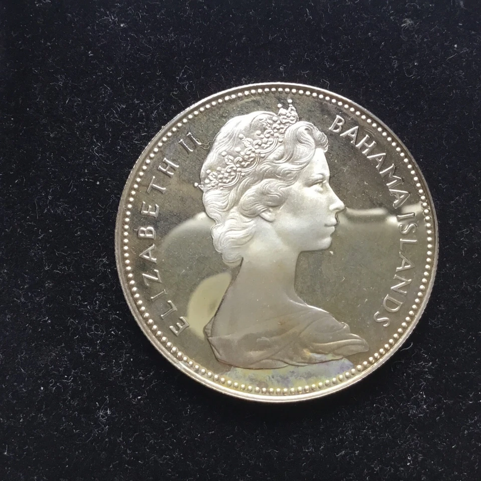 RARE 1970 BAHAMAS HUGE PIRATE DEFEAT MOTTO Proof Silver 5 Dollars Coin 5$ Coin - Image 3 of 4