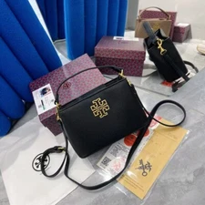 TORYBURCH Handbag Bag W/box Black Pebble Pattern Purse !!