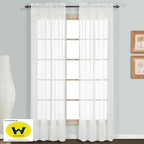 Flat&Crushed Voile Curtains Rod Pocket Sheer Drapes 200cm /245cm Drop - Picture 12 of 31