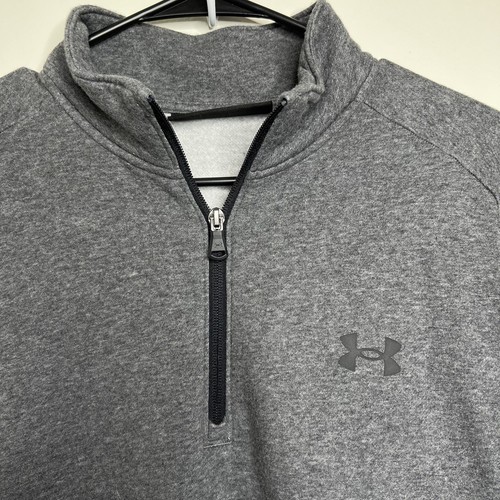 Under Armour Quarter Zip grau Pullover Sweatshirt Oberteil Herren Large lockere Passform - Bild 2 von 10