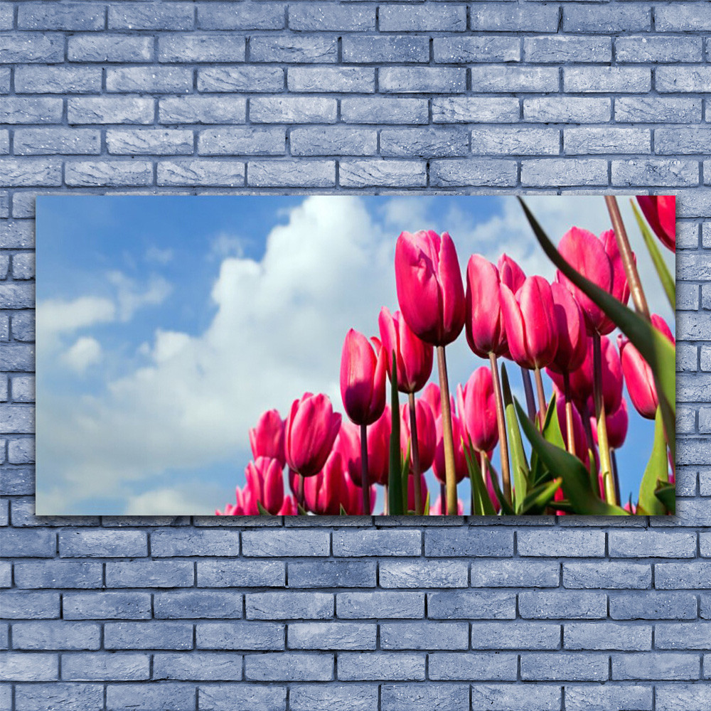 Tableau tulipe 140x70 impression sur verre acrylique pour décoration moderne