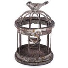 Adorable Small Iron Bird Cage with Bird on Top.