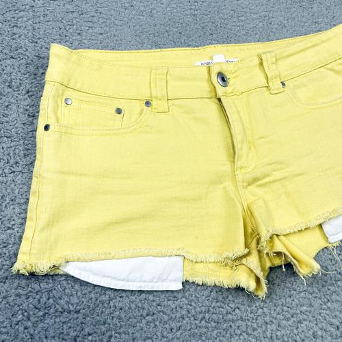 Forever 21 Denim Distressed Cut Off YELLOW Denim Shorts Womens Size 30 - Picture 2 of 16