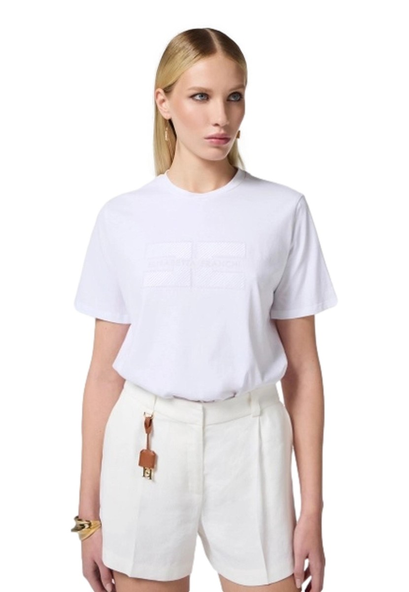 Tシャツ・カットソー ELISABETTA FRANCHI LOGO T-SHIRT Elisabetta Franchi - Logo modal t-shirt White - The Corner