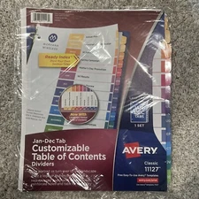 Avery Ready Index Custom Table of Contents Monthly Dividers, 12-Tab, for 8.5x11"